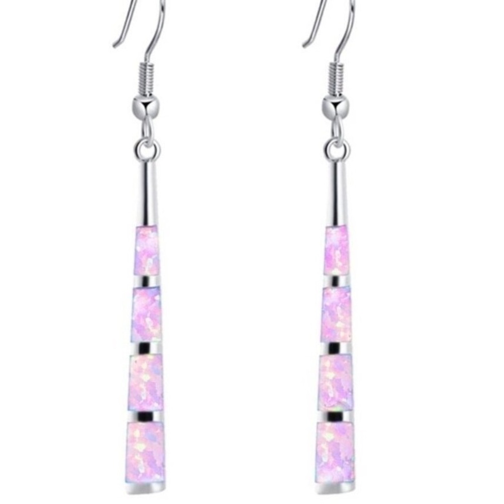 Elegant Pink Opal Drop Earrings
